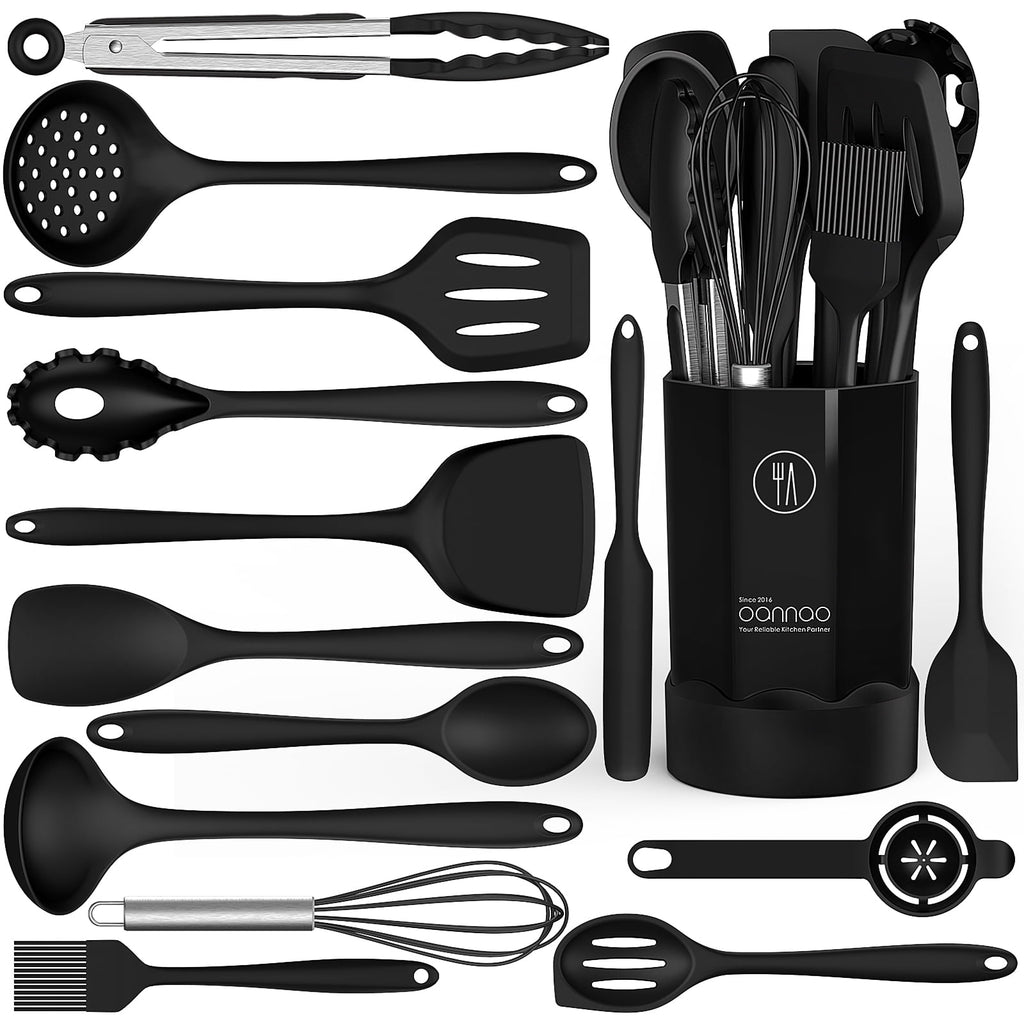 Professional Grade Silicone Cooking Utensils Set - 446°F Heat Resistant Kitchen Utensils,Turner Tongs,Spatula,Spoon,Brush,Whisk,Ki... - High-Precision Culinary Tool for Baking & Cooking - Default Title