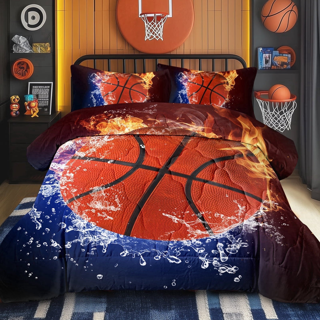 Heavyweight Warmth Twin Comforter Set, 3 Pieces Sport Bedding Set for Kids Boys Teens Brushed Microfiber Basketball Comforter Set, 66x90... - Cloud-Like Soft Lightweight Bed Comforter - Default Title