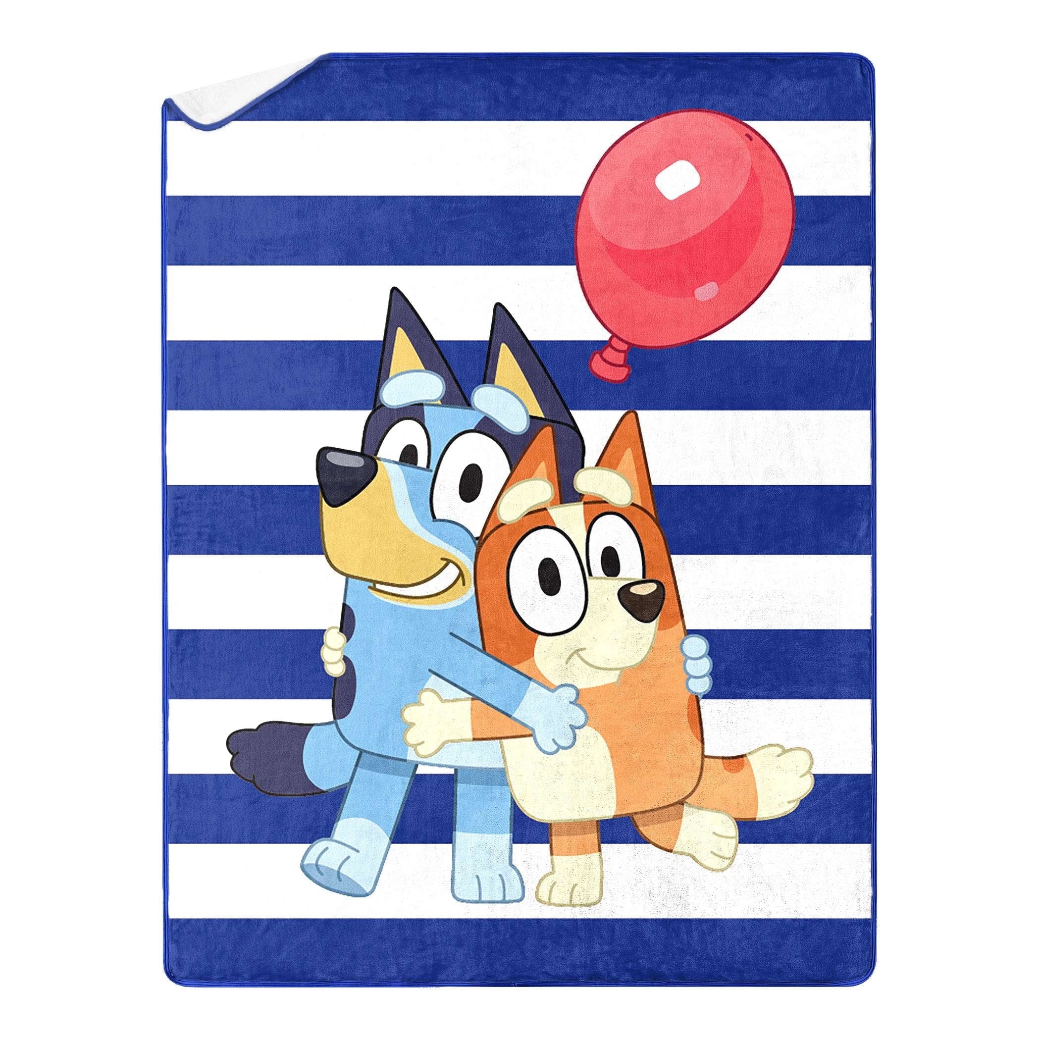 Reversible Sherpa Happy Hugs Kids Silk Touch Throw Blanket with Sherpa Reverse, 46 x 60 inches Blue – Soft Plush Fleece Throw Blanket - Luxury Knitted Decorative Throw Blanket with Fringes - Default Title