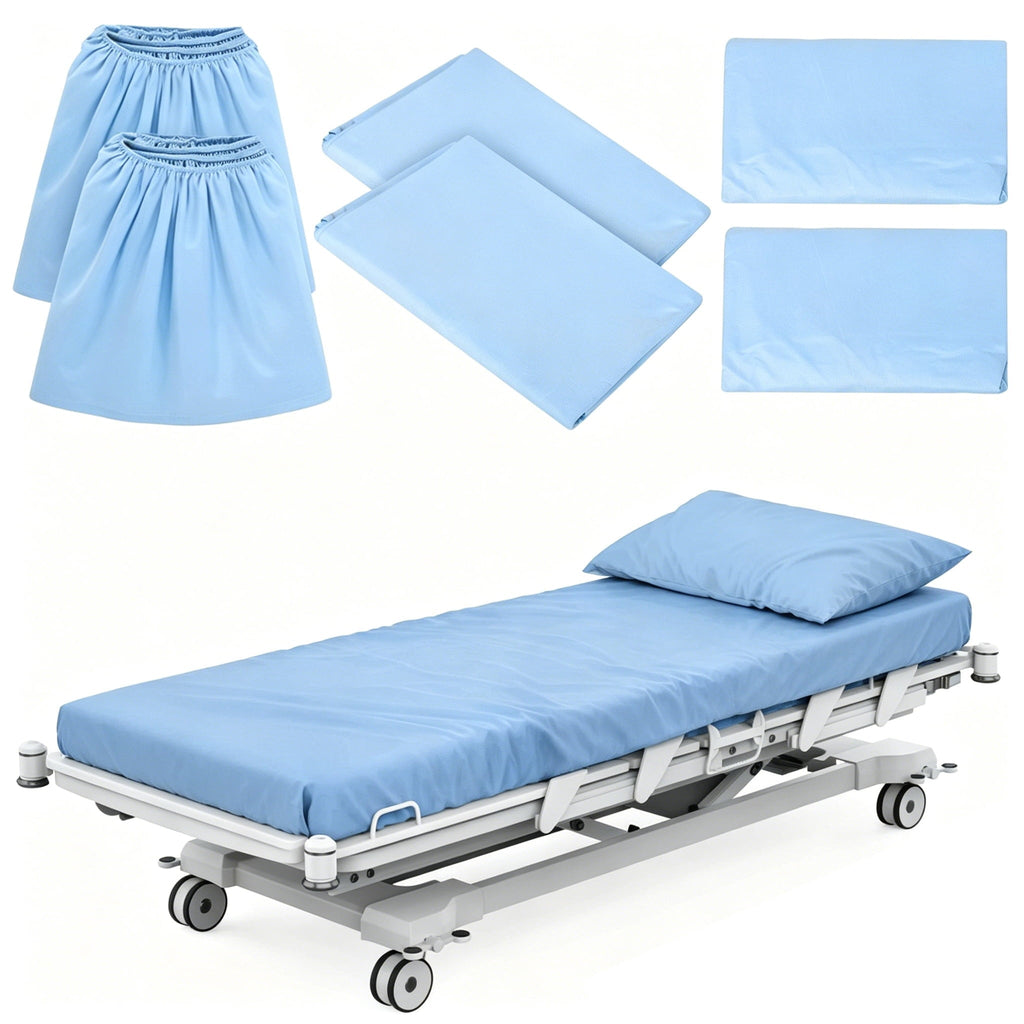 Wrinkle-Resistant 6 Pcs Hospital Bed Sheets Set, Includes 2 Fitted Sheet 84x36x14", 2 Flat Sheets 104x59", 2 Pillowcases 19x29", Soft B... - Luxury Bed Sheet Set with Deep Pockets - Default Title