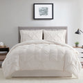 All-Season Comforter Set, 3-Piece, Queen, Pleated Wrinkle-Resistant Microfiber Bedding, Ivory, All-Season - All-Season Down Alternative Comforter Insert - Default Title