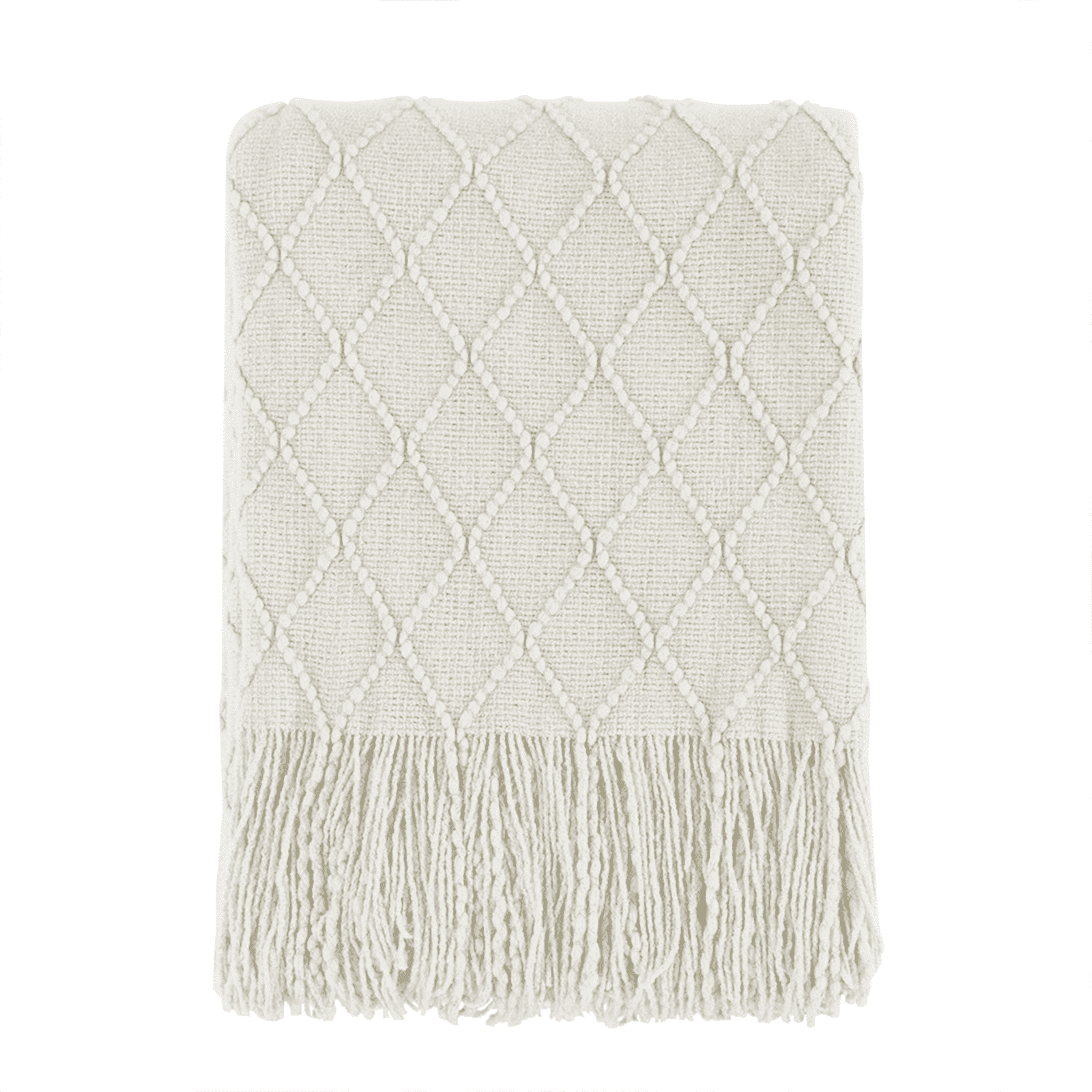 Super Soft Flannel Rhombus Beige Throw Blanket, Soft and Lightweight, 50"x 60" - Lightweight Plush Warm Blanket for All Seasons - Default Title