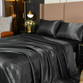 Wrinkle-Resistant 4Pcs Black Satin Sheets Queen Set Silk Sheets 13" Deep Pocket Ultra Soft silky Bed Sheet Set - Breathable Egyptian Cotton Flat & Fitted Sheets - Default Title