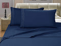Wrinkle-Resistant 4-Piece Microfiber Bed Sheet Set, Soft & Breathable, Wrinkle & Fade Resistant, Deep Pocket, Queen, Navy Blue - Cooling Hotel Quality Bedding Sheets and Pillowcases - Default Title