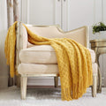Cozy Fleece Decorative Soft Spring Summer Fall Throw Blanket ,for Couch Sofa Chair Bed,50''X60'',Mustard Yellow - Super Soft Reversible Sherpa Flannel Blanket - Default Title
