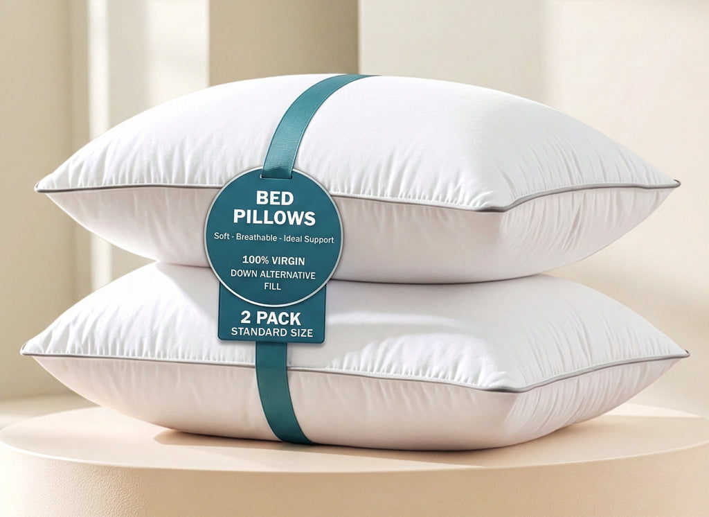 Decorative Plump Pillows Standard Size Set of 2 – Standard Pillow, Cooling Comfort, Breathable, Easy Care Machine Washable, Perfect fo... - Decorative Throw Pillow Cushion for Sofa & Bed - Default Title