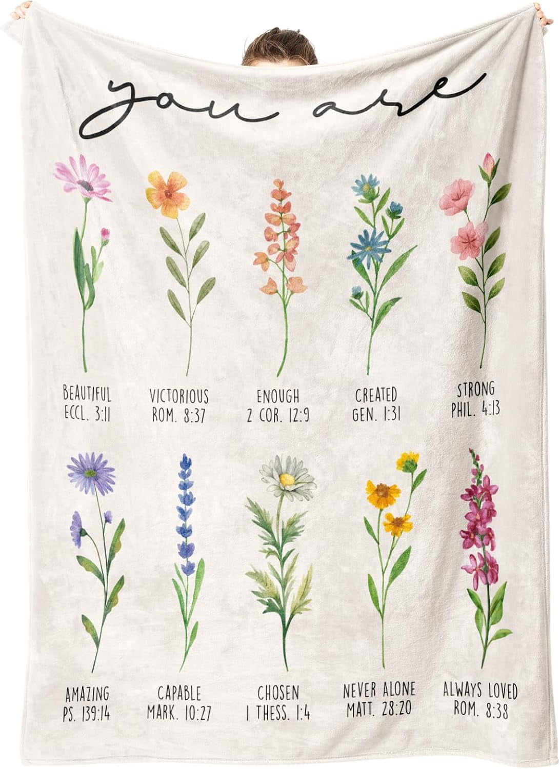 Reversible Sherpa Christian Gifts for Women, Christian Blanket with Flowers, Birthday Gifts for Women, Inspirational, Religious Gifts f... - Super Soft Reversible Sherpa Flannel Blanket - Default Title
