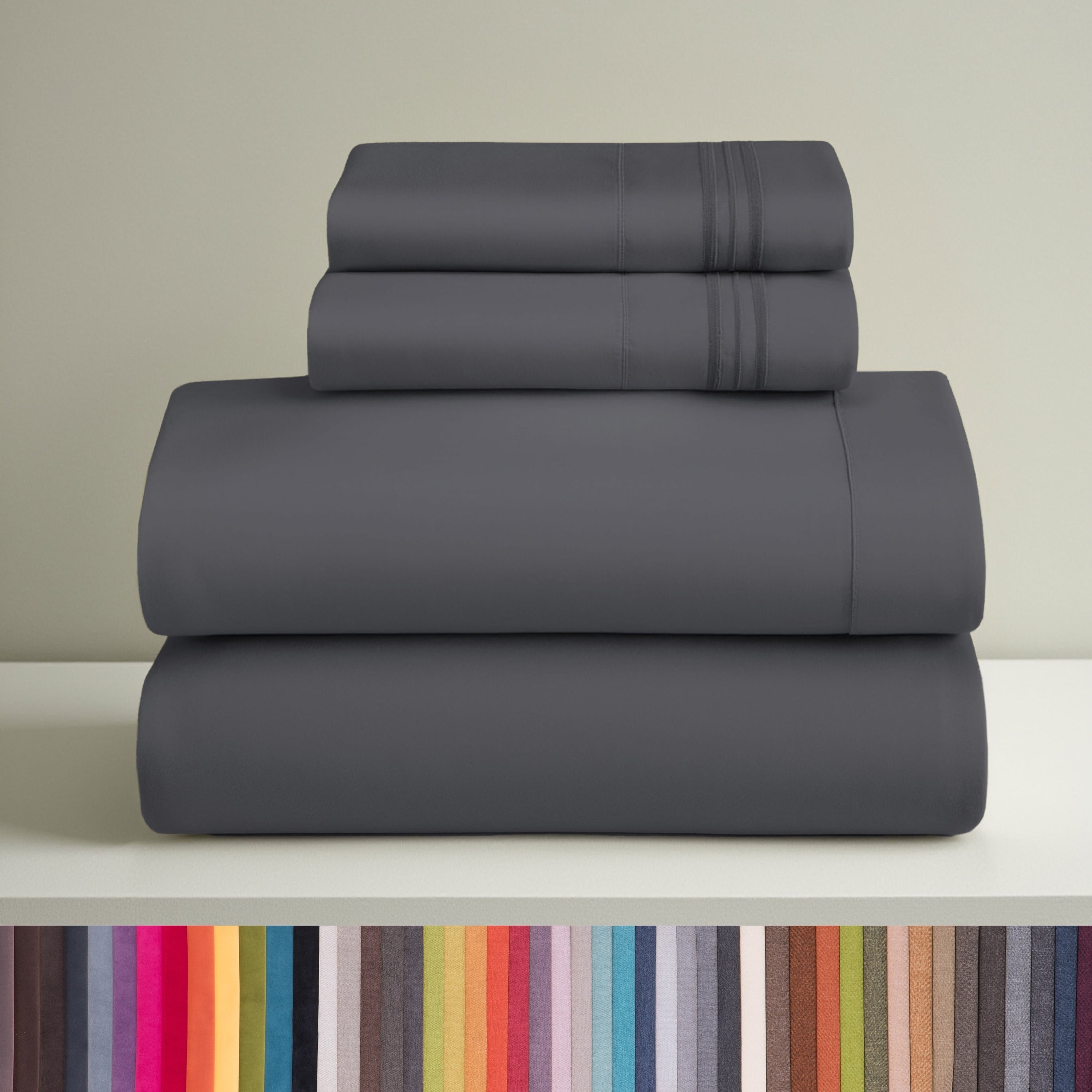 Premium Egyptian Cotton Sheets Set, 4 Piece Deep Pocket Sheets, 100% Soft Microfiber Bed Sheets Set, Gray - Luxury Bed Sheet Set with Deep Pockets - Default Title