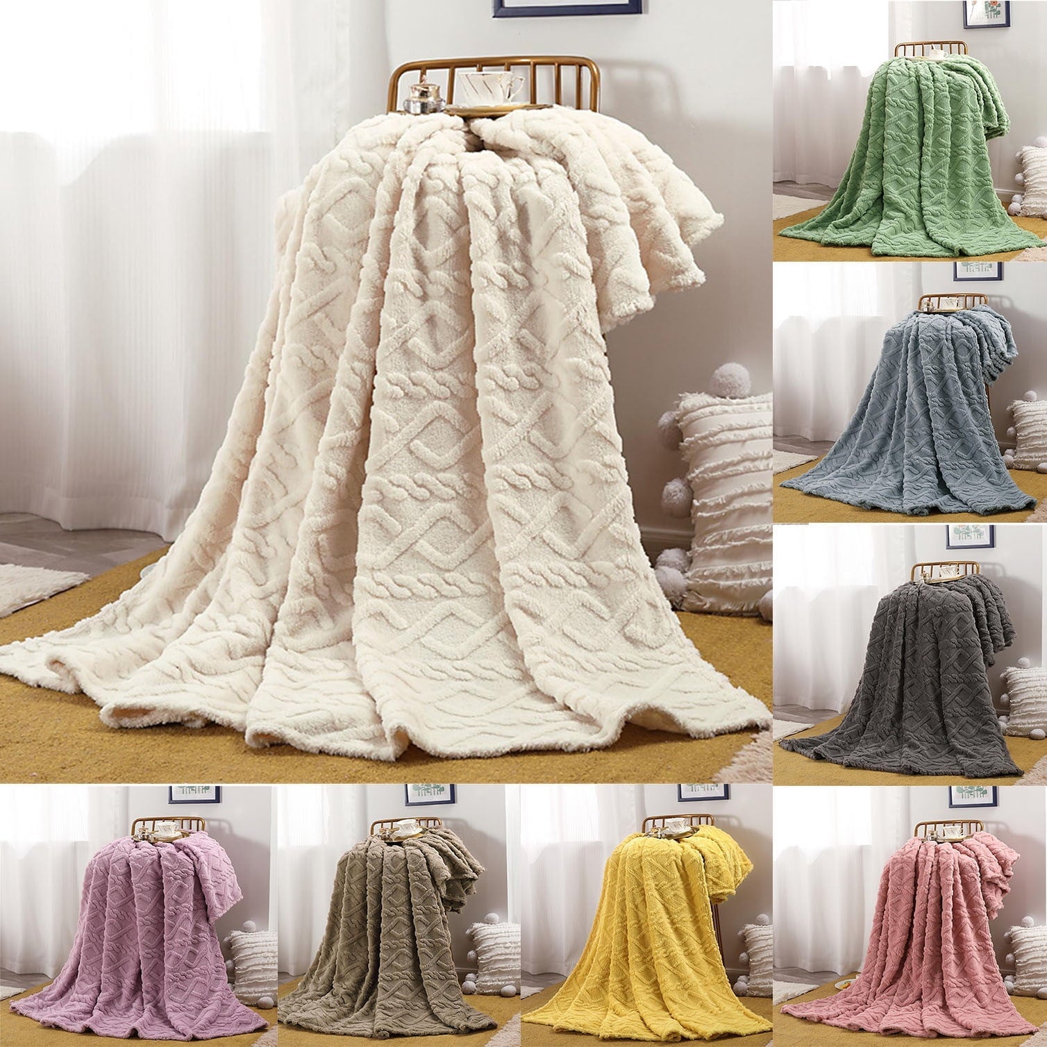 Cozy Fleece Clearance Under $5 Throw Blanket, Super Soft Warm Solid Color Thicken Flannel Blankets, Microfiber Machine Washable f... - Cozy Fleece Throw Blanket for Couch & Bed - Default Title