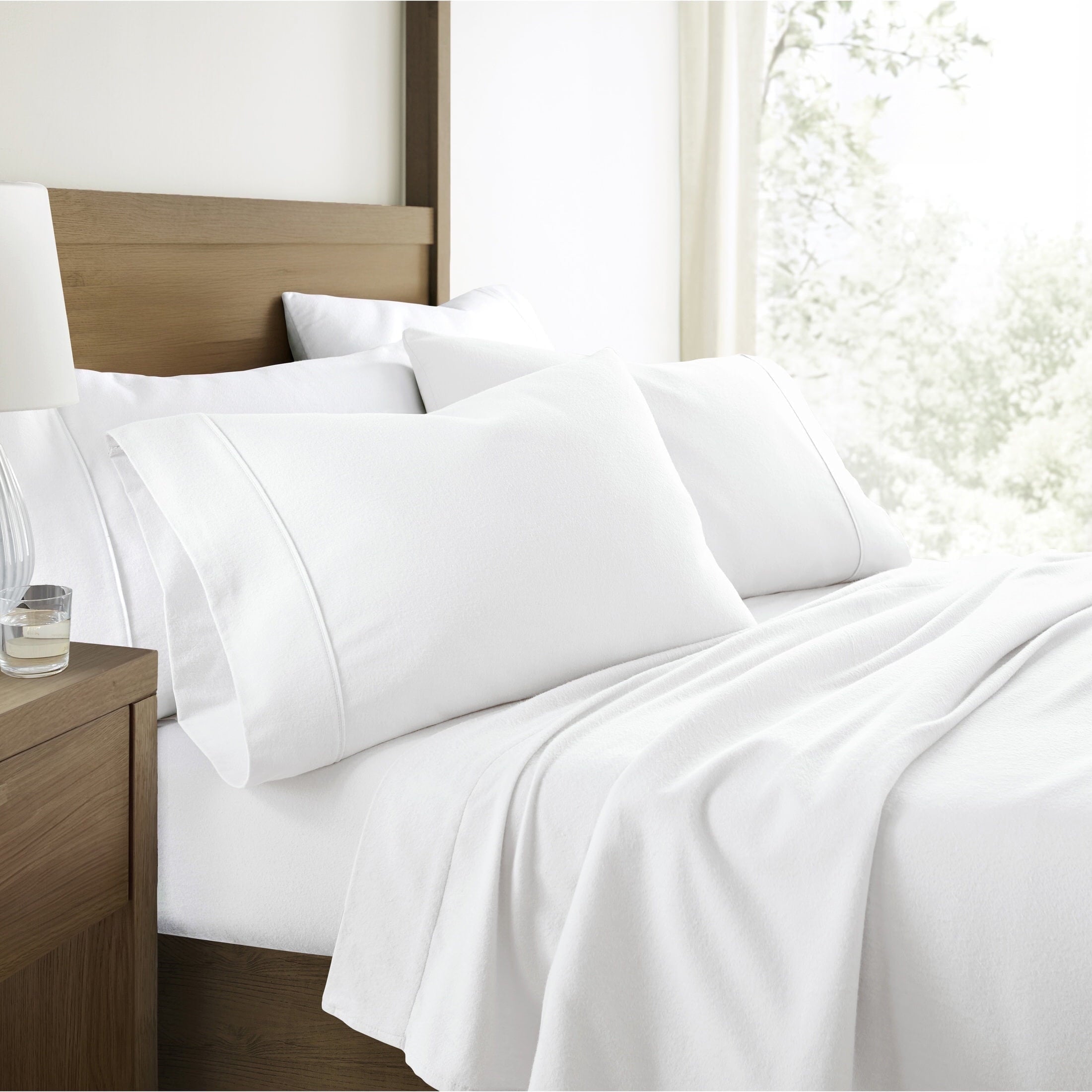 Ultra-Soft 100% Cotton Flannel Bed Sheets Set for Full Size Bedding in White - Cooling Hotel Quality Bedding Sheets and Pillowcases - Default Title