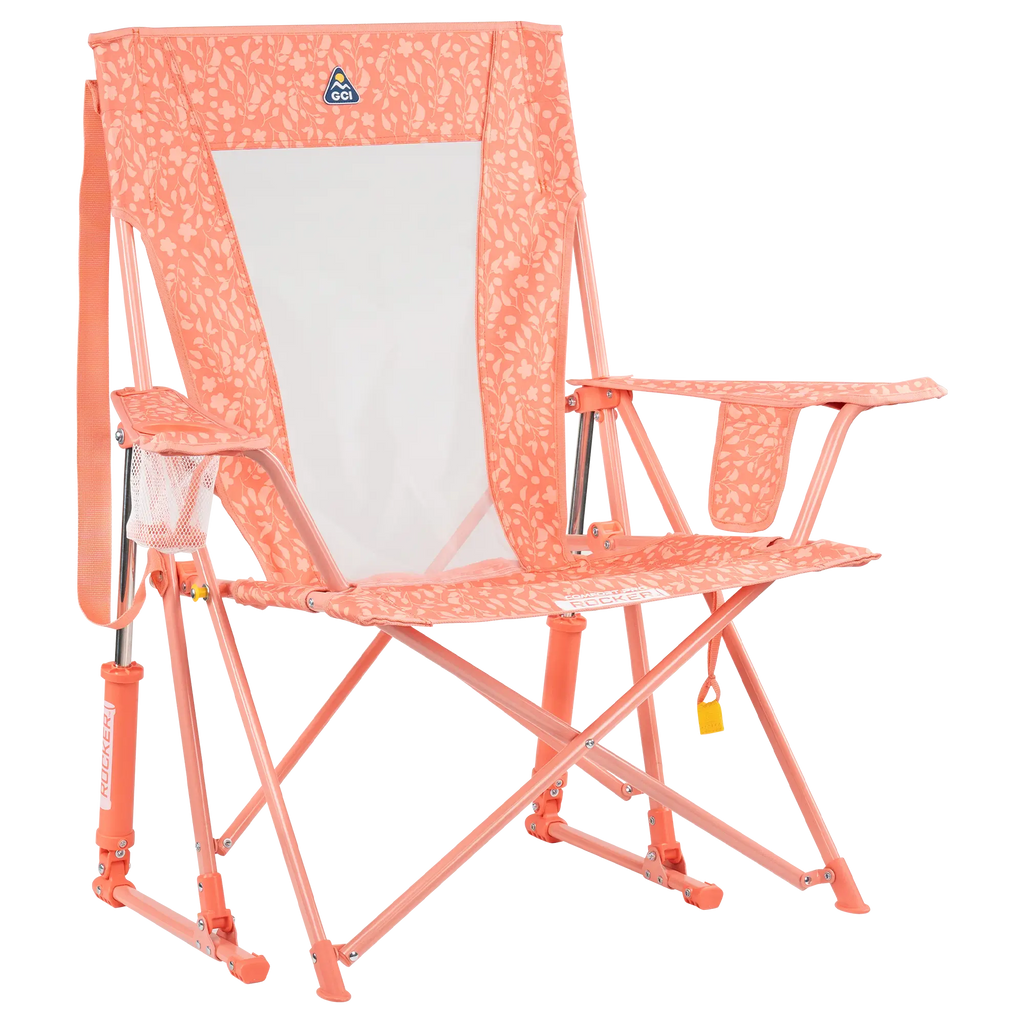 Patented Spring-Action Comfort Pro Rocker - Choice 375 - Freestyle Rocker Portable Outdoor Folding Chair - Coral Garden