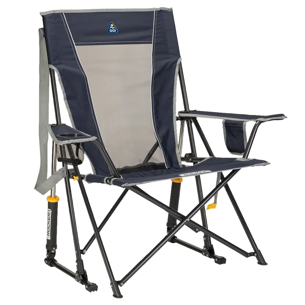 Patented Spring-Action Comfort Pro Rocker - Choice 375 - Freestyle Rocker Portable Outdoor Folding Chair - Indigo