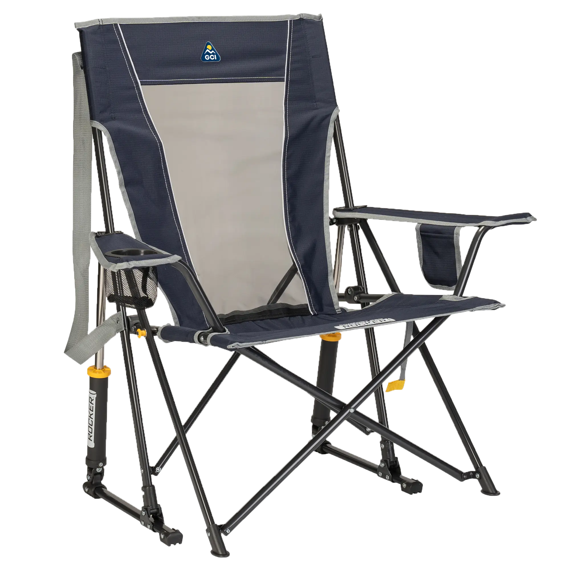 Patented Spring-Action Comfort Pro Rocker - Choice 375 - Freestyle Rocker Portable Outdoor Folding Chair - Indigo