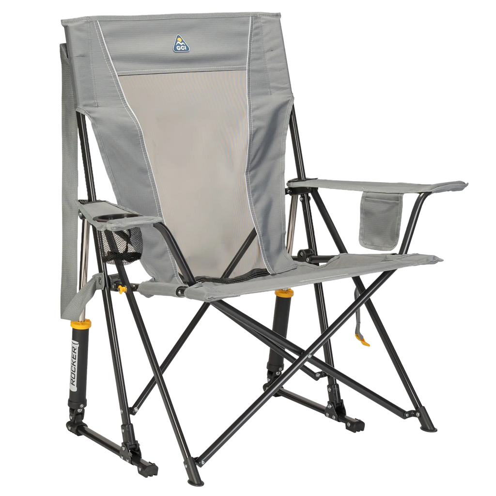 Patented Spring-Action Comfort Pro Rocker - Choice 375 - Freestyle Rocker Portable Outdoor Folding Chair - Mercury Gray