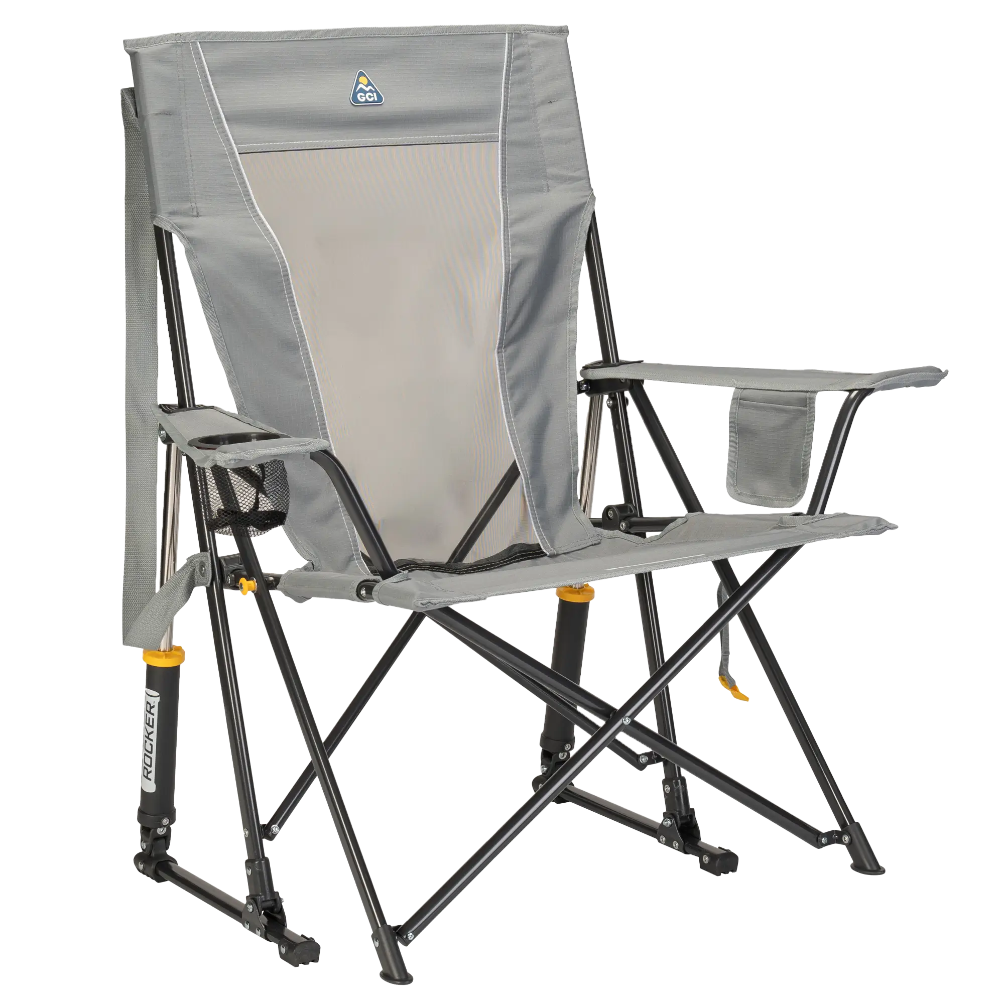 Patented Spring-Action Comfort Pro Rocker - Choice 375 - Freestyle Rocker Portable Outdoor Folding Chair - Mercury Gray