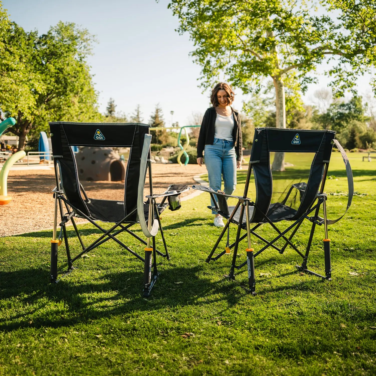 Patented Spring-Action Comfort Pro Rocker - Choice 375 - Freestyle Rocker Portable Outdoor Folding Chair Detail