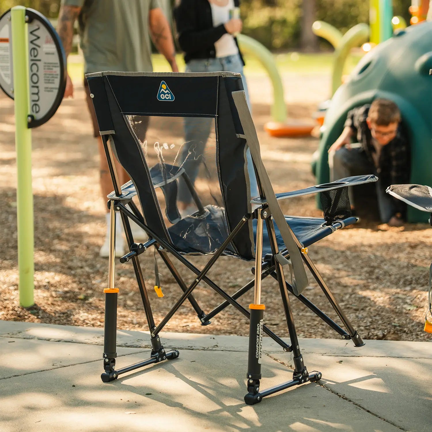 Patented Spring-Action Comfort Pro Rocker - Choice 375 - Freestyle Rocker Portable Outdoor Folding Chair Detail
