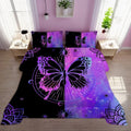 All-Season Butterfly Comforter Set Full Size for Girls Kids Teens Black Blue Purple Tie Dye Bedding Set 3 Pieces - Luxurious Quilted Duvet Cover Set - Default Title