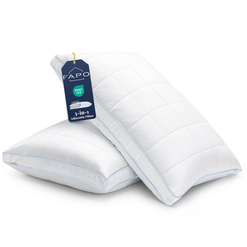 Ergonomic Memory Foam Cooling Adjustable Pillow, Luxury Queen Size Bed Pillows Hotel Collection - Soft Firm Pillows for bed - Orthopedic Shredded Foam Bed Pillow Set - Default Title
