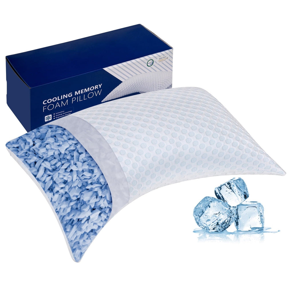 Hotel Collection Cooling Shredded Memory Foam Bed Pillows Adjustable Firm Support Pillow for Side and Back Sleepers Curved Pillows Set... - Hotel Quality Plush Sleeping Pillows - Default Title