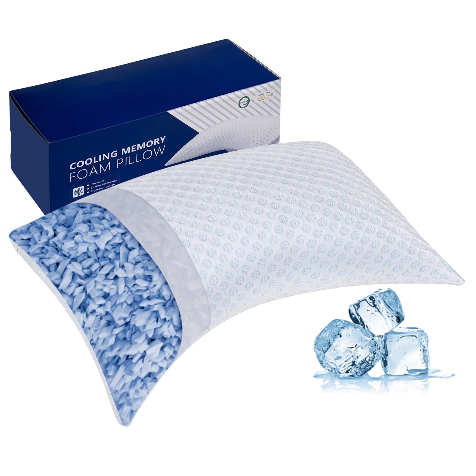 Hotel Collection Cooling Shredded Memory Foam Bed Pillows Adjustable Firm Support Pillow for Side and Back Sleepers Curved Pillows Set... - Hotel Quality Plush Sleeping Pillows - Default Title