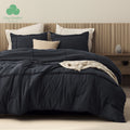 Luxurious Quilted Cozy Comfort Full Comforter Set with Sheet - 4 Pieces Soft Black Bedding Sets, Grid Pinch Pleat, All Season Lightweig... - Luxurious Quilted Duvet Cover Set - Default Title