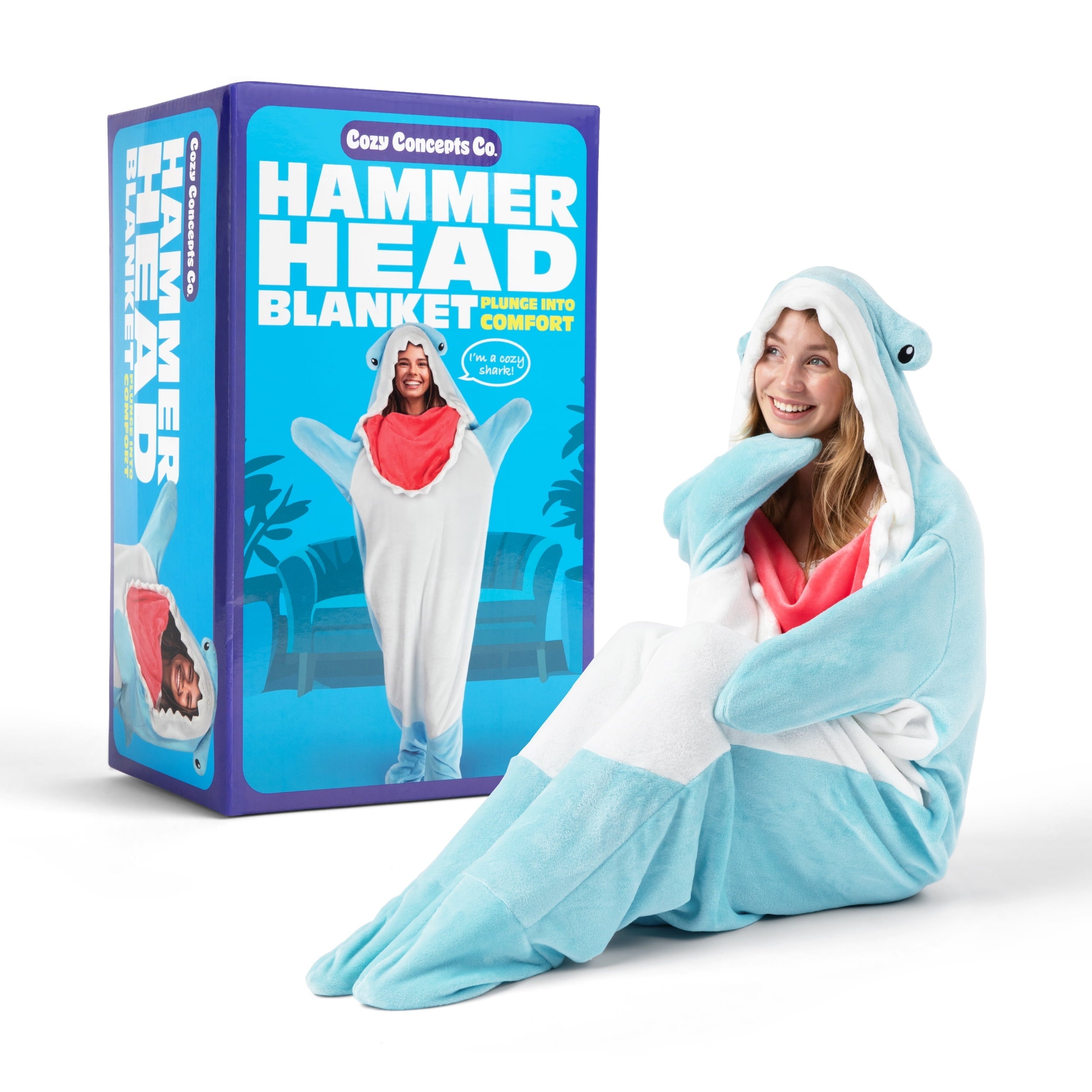 Reversible Sherpa Hammerhead Blanket 70" Throw Blanket with Sleeves - Super Soft Reversible Sherpa Flannel Blanket - Default Title