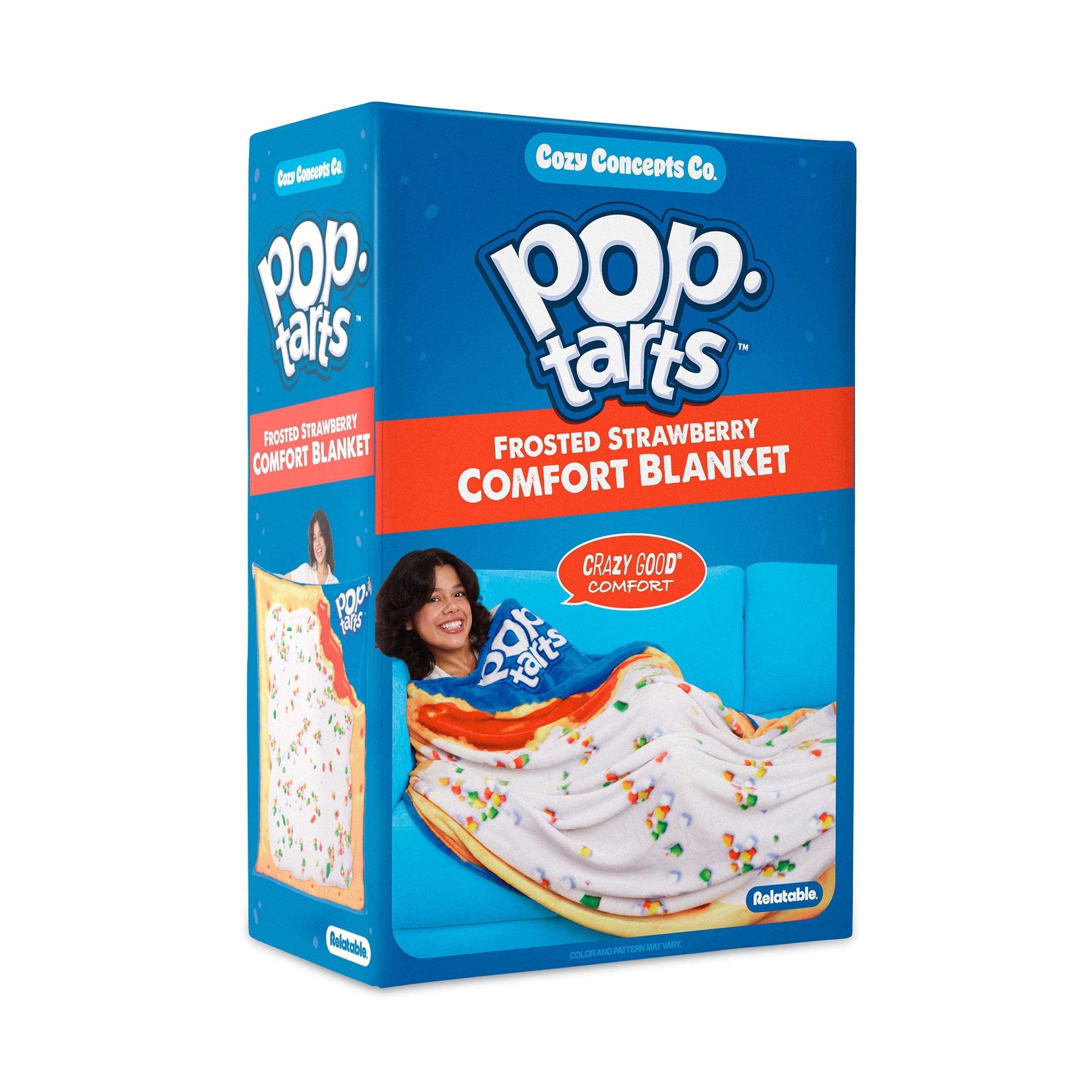 Reversible Sherpa Pop-Tarts Cozy Concepts Co. Throw Blanket, Giant Strawberry Pop-Tart, 50x60 - Luxury Knitted Decorative Throw Blanket with Fringes - Default Title