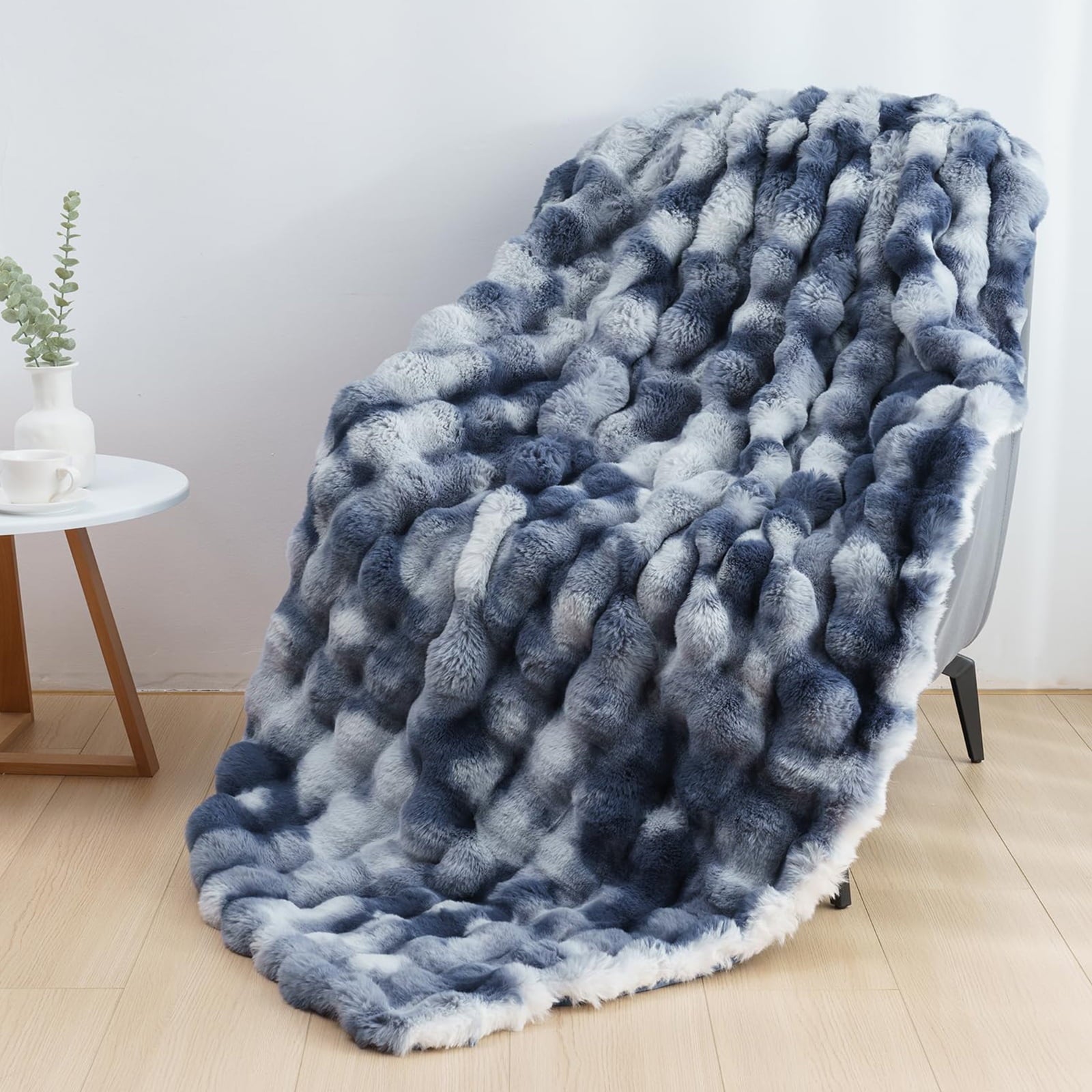 Lightweight Warm Faux Fur Throw Blanket for Couch Luxury Fluffy Thick Bubble Blanket Warm Cozy Throw for Bedroom Living Room, 50" x 60... - Luxury Knitted Decorative Throw Blanket with Fringes - Default Title