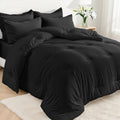 Fluffy Down Alternative 5-Piece Bed in Bag - Twin Size Comforter Sets, Pillowcases & Sheet Collection for Cozy Bedding Sets Black - Luxurious Quilted Duvet Cover Set - Default Title