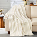 Reversible Sherpa White Fleece Throw Blanket for Couch, Super Soft Cozy Blankets and Throws, Decorative Fleece Blankets for Women Men G... - Luxury Knitted Decorative Throw Blanket with Fringes - Default Title