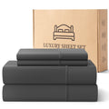 Breathable Luxury Sheets,Soft Hotel Luxury Polyester Washed Cotton,4 Piece Sheets Set,with 14" Deep Pocket,Dark Gray - Luxury Bed Sheet Set with Deep Pockets - Default Title