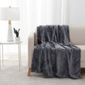 Reversible Sherpa Plush Heathered Soft Oversized Throw Blanket, Gray - Lightweight Plush Warm Blanket for All Seasons - Default Title