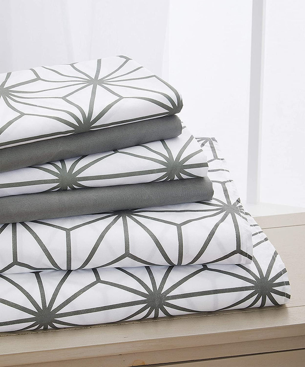 Breathable Luxury Bed Sheets Full Gray Texture/Embroidery 1500 Thread Count Microfiber - Breathable Egyptian Cotton Flat & Fitted Sheets - Default Title
