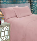 Wrinkle-Resistant 4 Pieces Bed Sheet Set With Flat Fitted and 2 Pillowcases King-Dusty Rose - Breathable Egyptian Cotton Flat & Fitted Sheets - Default Title