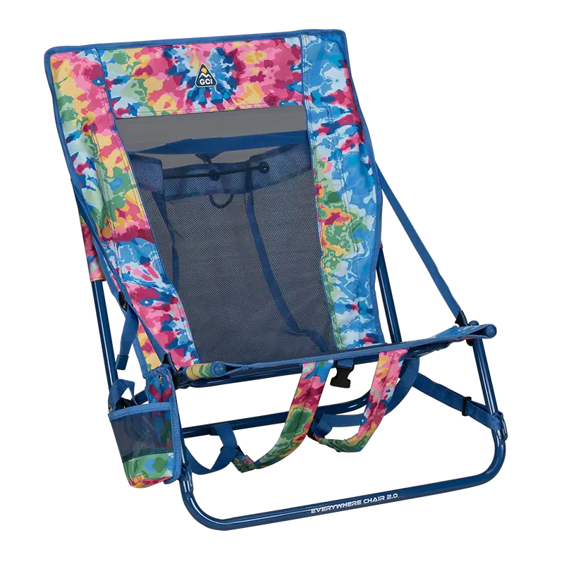 Rust-Resistant Aluminum Everywhere Chair 2 - Choice 656 - Portable Heavy-Duty Low Boy Chair for Ocean Side - Tie Dye