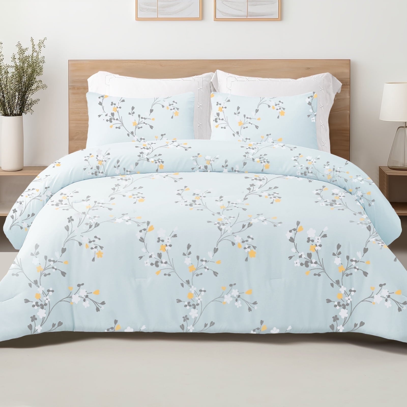 Heavyweight Warmth 3-Piece Floral King Size Comforter Set, Microfiber Bedding Down Alternative Comforter for All Seasons with 2 Pillow S... - Cloud-Like Soft Lightweight Bed Comforter - Default Title