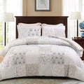 Luxurious Quilted 3-Piece Patchwork King Size Comforter Set, Microfiber Bedding Down Alternative Comforter for All Seasons with 2 Pillo... - Hypoallergenic Ultra-Fluffy Quilt for Winter - Default Title