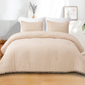 Hypoallergenic Cloud Boho Pom Pom Ball Fringe King Size Comforter Set, 3 Pieces Beige Lightweight Down Alternative Bedding Comforter Sets ... - Hypoallergenic Ultra-Fluffy Quilt for Winter - Default Title
