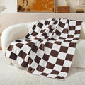 Decorative Knitted Checkered Throw Blanket, Super Soft and Warm Fluffy Fleece Blanket for Couch, Sofa, Bed, Cute Plaid Pattern, Coffee, ... - Lightweight Plush Warm Blanket for All Seasons - Default Title