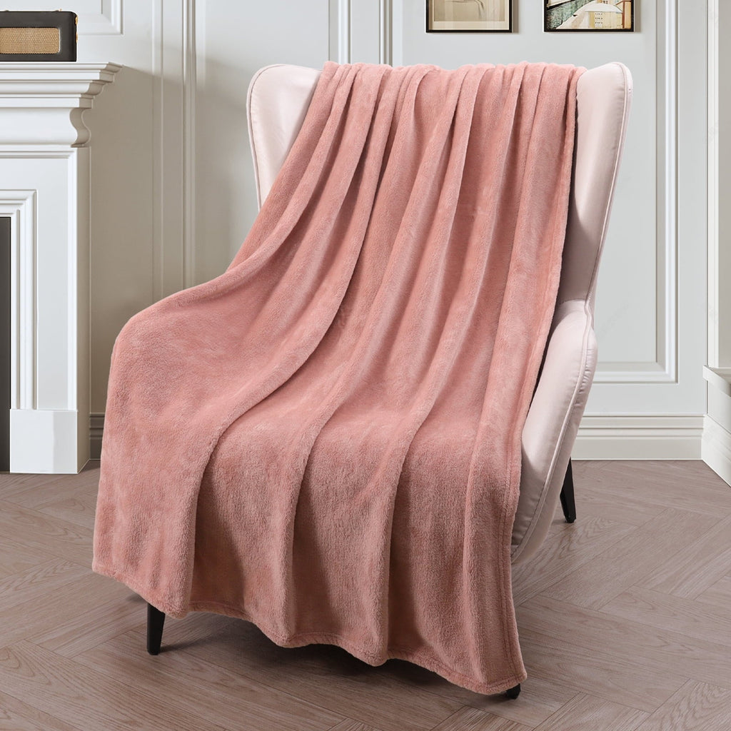 Reversible Sherpa Large Flannel Fleece Velvet Plush Throw Blanket - 50" x 70" (Pink) - Lightweight Plush Warm Blanket for All Seasons - Default Title