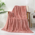 Lightweight Warm Large Soft Fleece Throw Blanket, 50"x70" Stylish Jacquard Throw Blanket for Couch, Cozy, Warm, Lightweight Dusty Pink... - Lightweight Plush Warm Blanket for All Seasons - Default Title