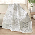 Decorative Knitted Microfiber Boho Patchwork Pattern Quilted Throw Blanket for Bed/Couch/Sofa, Soft and Lightweight (50"x 60", Grey) - Lightweight Plush Warm Blanket for All Seasons - Default Title