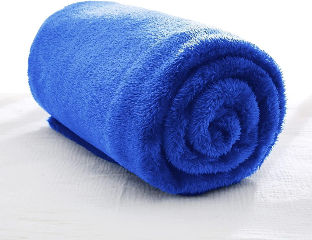 Reversible Sherpa Plush Fuzzy Fleece Throw Blanket (40" x 50", Cobalt Blue)- Soft, Warm and Lightweight - Lightweight Plush Warm Blanket for All Seasons - Default Title