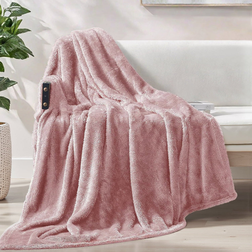 Cozy Fleece Plush Fuzzy Large Fleece Throw Blanket (50" x 70", Dusty Pink)- Soft, Warm and Lightweight - Cozy Fleece Throw Blanket for Couch & Bed - Default Title