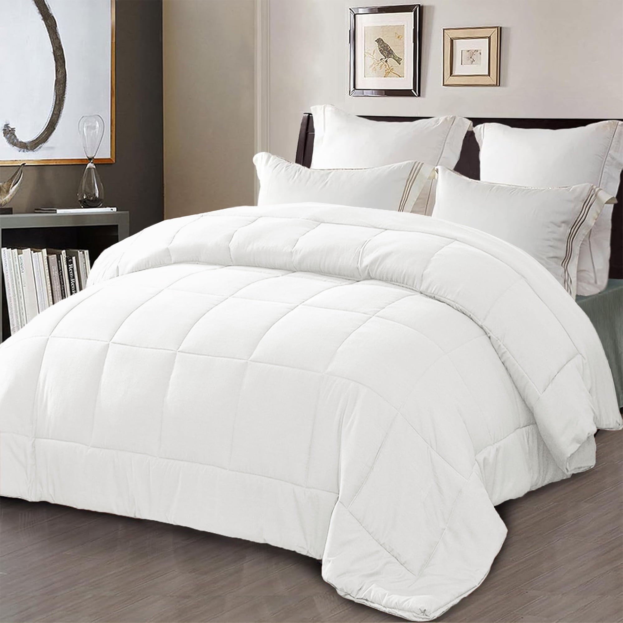 Hypoallergenic Cloud Queen Comforter Set White, 3-Piece Solid Comforter Duvet Insert with Corner Tabs, Lightweight Bedding Down Alternativ... - Cloud-Like Soft Lightweight Bed Comforter - Default Title