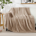 Cozy Fleece Soft Throw Blanket, 50"x60", Camel - Luxury Knitted Decorative Throw Blanket with Fringes - Default Title