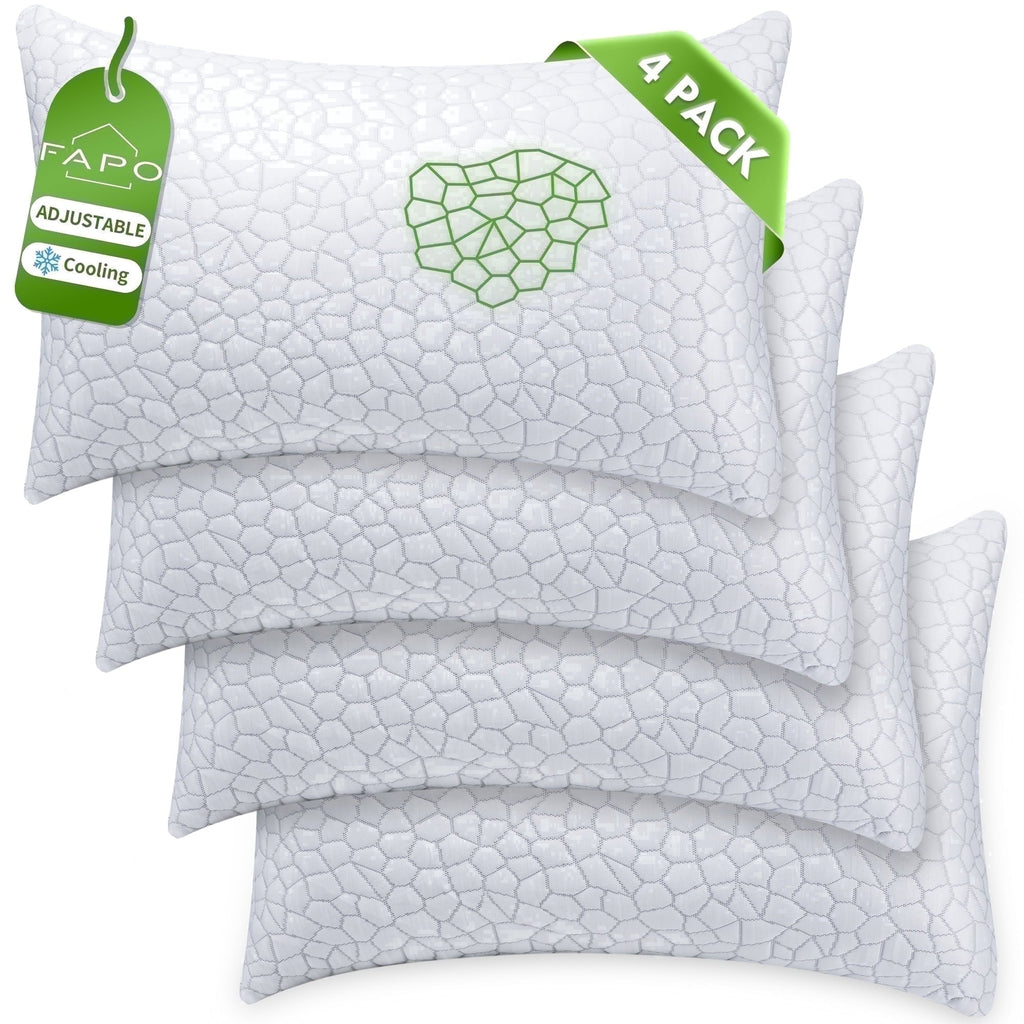 Fluffy Shredded Queen Size Bed Pillows 4-Pack,3.3lb Shredded Memory Foam Filled,Hyper Soft & 3D Breathable Cooling Desigh Cover Fitti... - Hotel Quality Plush Sleeping Pillows - Default Title