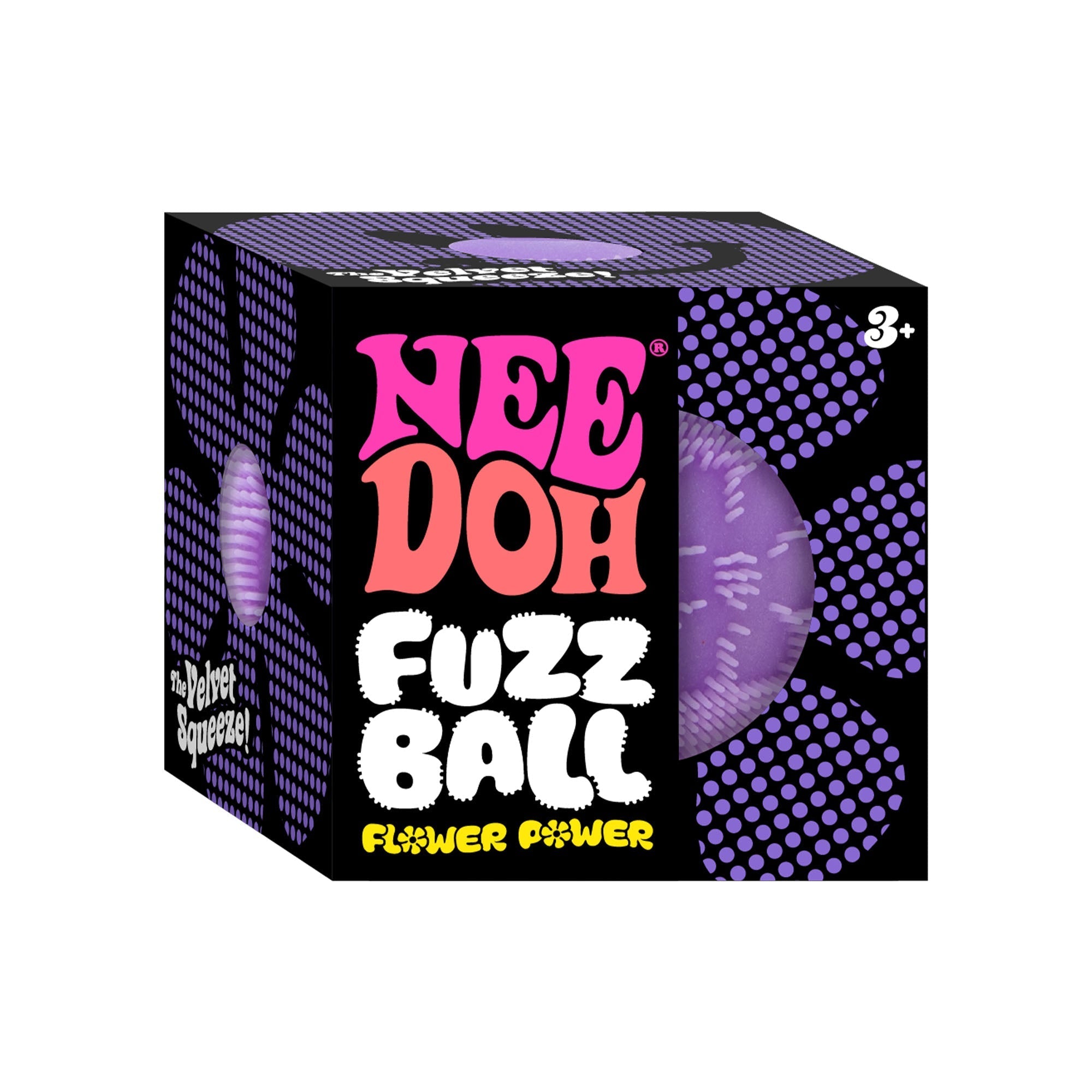 Fuzzy Flocked NeeDoh Fuzz Ball Flower Power | Signature Elm Point - Spiky Textured Groovy Glob for Sensory Therapy Detail