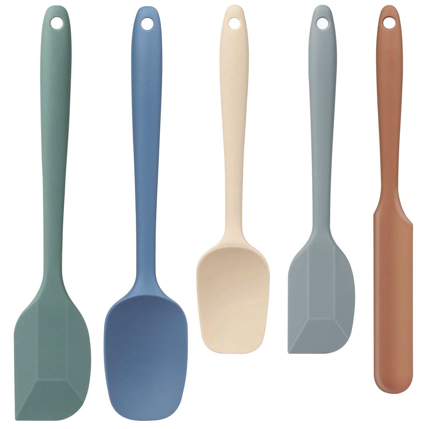 Premium Silicone Food Grade Silicone Rubber Spatula Set, 5 Pcs Kithen Cooking Mixing Utensil Set, BPA-Free High Heat Resistant... - Ergonomic Kitchen Tongs and Cooking Spoon Utensil - Default Title